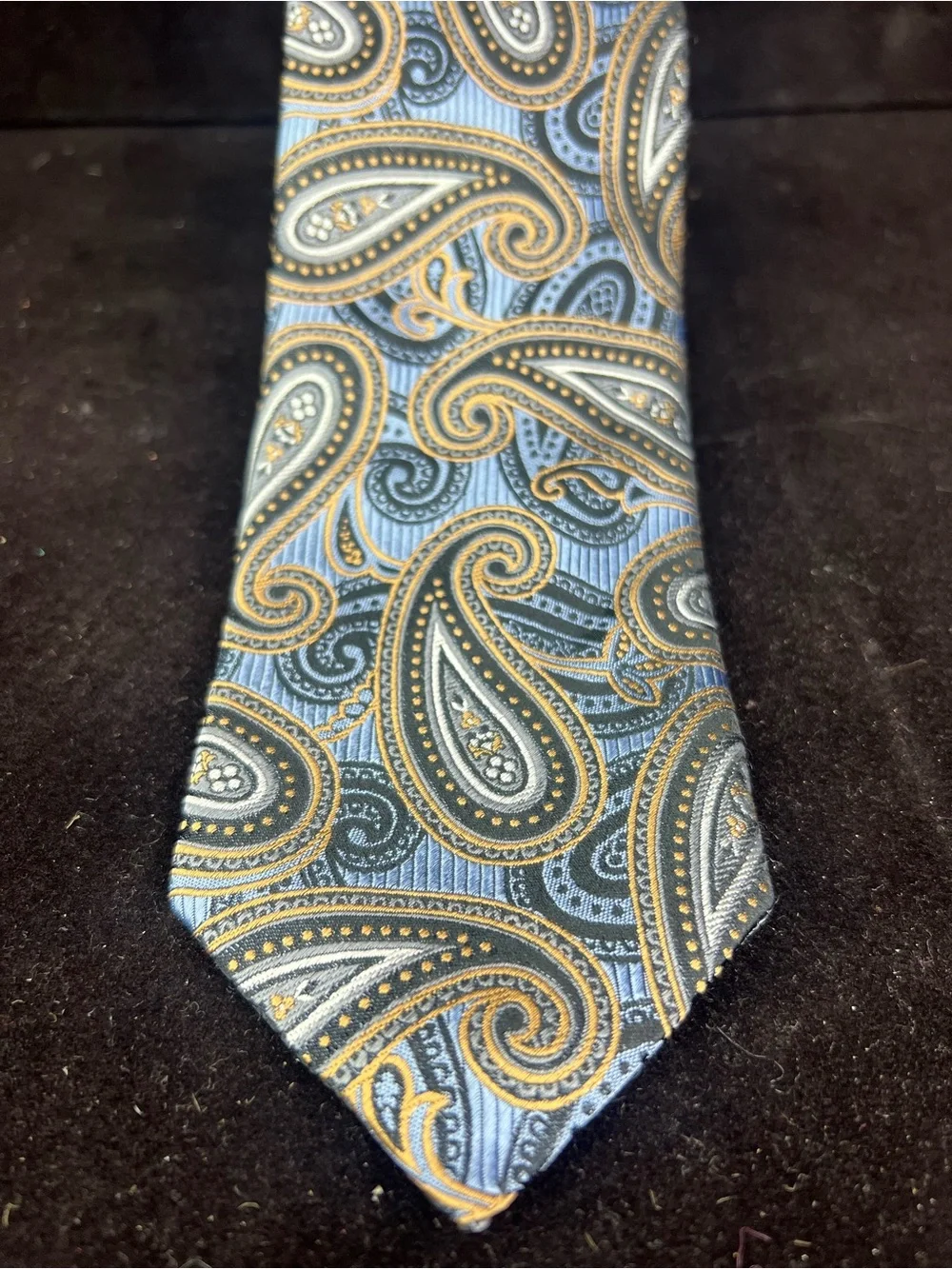 JZ Boulder Men's Paisley Silk Tie in Blue and Gold